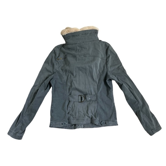 Anthropologie Gray Marrakech Faux Fur Collar Aviator Moto Jacket - Picture 3 of 6